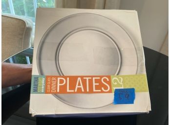 Box Of New In Box 12 Martha Stewart Dinner Plates, Plain Glass