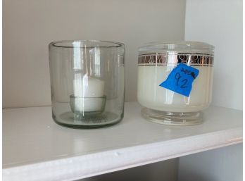 Cashmere Scented Candle With Glass Lid (NEW) And Tea Candle Vase.