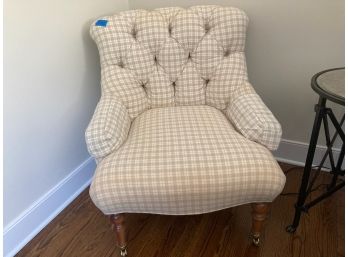 Khaki Fabric Tufted Back Chair