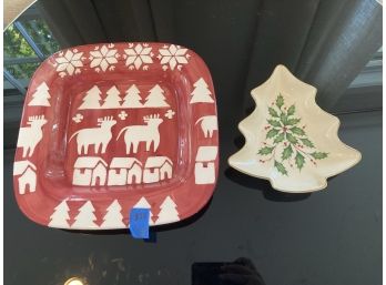 Pair: Holiday Christmas Ceramic Pattern