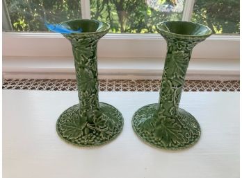 Two Ceramic Portugese Candlestick