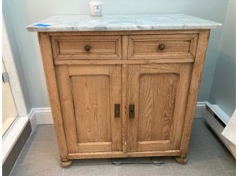Antique English Pine Dresser With Grey Marble Top