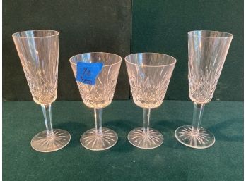 4 Waterford Crystal Glasses: Champagne And Wine, 2 Each.