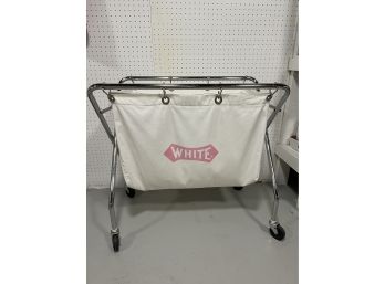 'White' Brand Rolling Canvas Laundry Basket/Cart