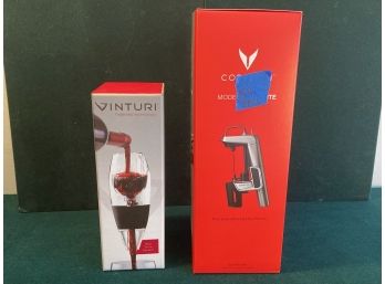 Two Wine Pourers: Coravin Model 2 Elite, Pour Wine Without Pulling The Cork And Vinturi Red Wine Aerator.