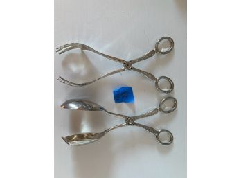 2 Pairs Of Sterling Silver Tongs
