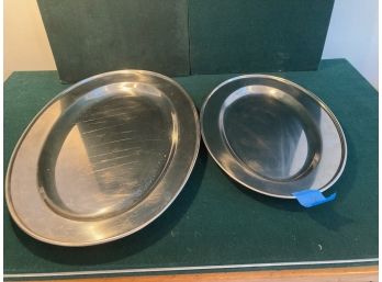 Pair Of Stainless Steel Serving Platters