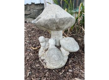 Cement Garden Statue Of A Cluster Of Mushrooms, Approx 12” Tall