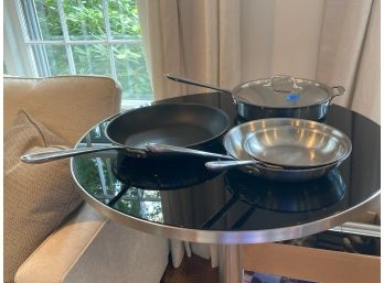 All Clad Pots And Pans: 4 Skillets, One Lid.