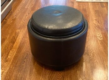 Black Leather Storage Ottoman