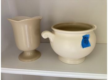 2 Pc Lillian August Lakeside Pottery Off White Beige