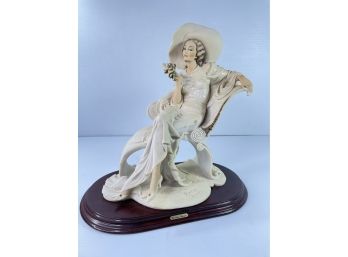 Giuseppe Armani Florence Italian Statue- Lady On Chaise Lounge With Flowers