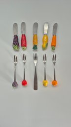 Fruit-Handle Cheese Spreaders & Appetizer Forks - 10 Pieces