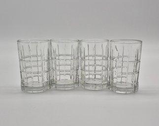 Clear Geometric-Pattern Drinking Glasses - Set Of 4 - Solid Base