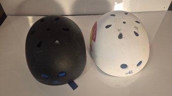 Pair Of Triple Eight Protective Helmets  Size Small  Black & White