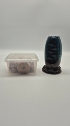 Blue Ceramic Cascading Leaf Incense Burner With Incense Assortment