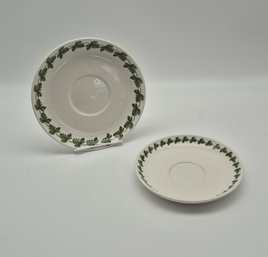 Portmeirion Pomona Green Leaf Saucers  Set Of 2