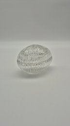 Clear Patterned Glass Egg-Shaped Covered Trinket Dish