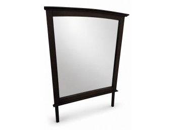 Dark Wood-Framed Dresser Mirror With Arched Top, 36 X 51 Inches