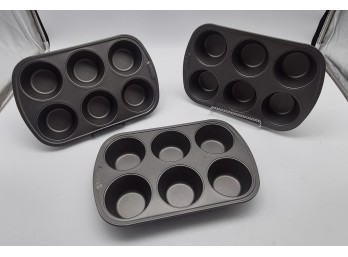 Set Of Three GoodCook Six-Cup Nonstick Muffin Pans