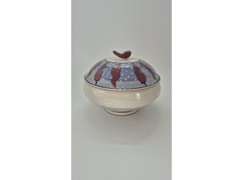 Chili Pepper Ceramic Covered Bowl With Sculpted Pepper Handle