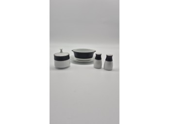 Noritake Mirano 6878 Serving Pieces - Gravy Boat, Covered Bowl & Shakers