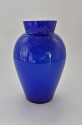 Cobalt Blue Glass Vase With Rounded Shoulders