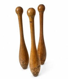 Vintage Wooden Juggling Clubs / Circus Pins  Set Of 3