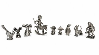 Miniature Fine Pewter Figurine Collection Hudson Hallmark Scottie Dog Bird Lot Of 8