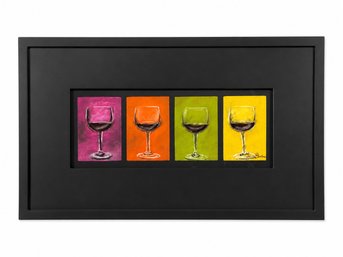 Framed Contemporary Wine Glass Wall Art