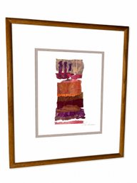 Framed Signed Abstract Mixed Media Collage Artwork In Wood Frame