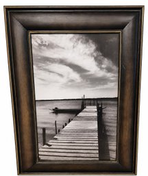 Large Framed Jetty Black & White Coastal Pier Wall Art By Vilar
