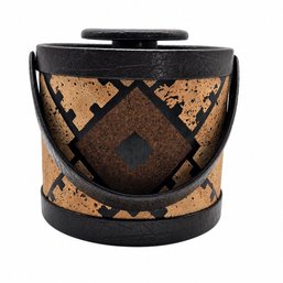 Geometric Cork-Look Ice Bucket With Lid & Swing Handle