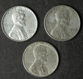 1943-P,D,S Lincoln Steel Wheat Cents