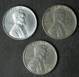 1943-P,D,S Lincoln Steel Wheat Cents