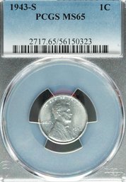 1943-S Lincoln Steel Wheat Cent - PCGS MS65