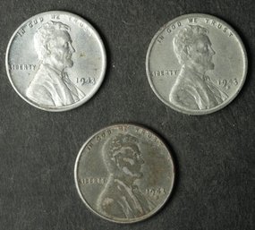 1943-P,D,S Lincoln Steel Wheat Cents