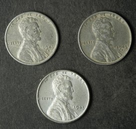 1943-P,D,S Lincoln Steel Wheat Cents