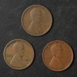 1916-P,D,S Lincoln Wheat Cents
