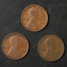 1917-P,D,S Lincoln Wheat Cents