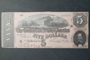 1864 $5 Confederate Note