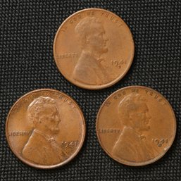 1941-P,D,S Lincoln Wheat Cents