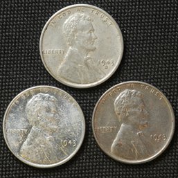 1943-P,D,S Lincoln Steel Wheat Cents