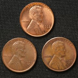 1953-P,D,S Lincoln Wheat Cents
