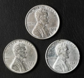 1943-P,D,S Lincoln Steel Wheat Cent
