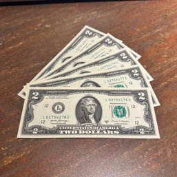 (5)  2017-A $2 Bills - Uncirculated & Consecutive