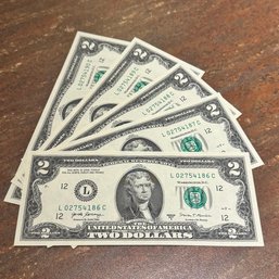 (5)  2017-A $2 Bills - Uncirculated & Consecutive