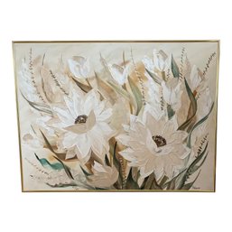 Mid 20th Century Abstract Floral Landscape Acrylic Painting By Andersen, Framed