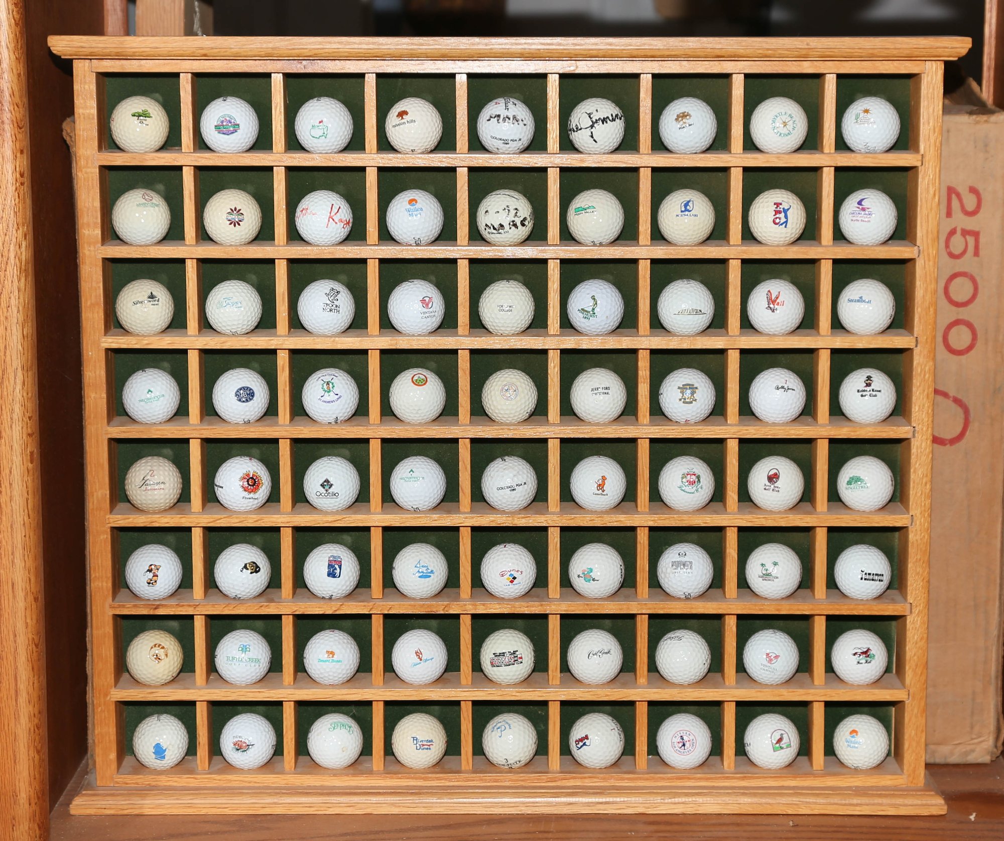 Classic 72-slot Wooden Golf Ball Display Case #82537 | Auctionninja.com