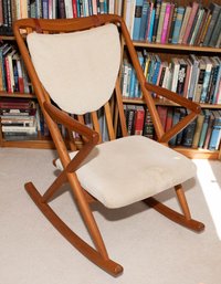 Mid-Century Modern Style Danish Teak Rocking Chair Manufactured Later Under The Benny Linden Design Label